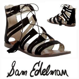 Sam Edelman Black Karine Tassel Gladiator Lace Up Sandals Size 6
